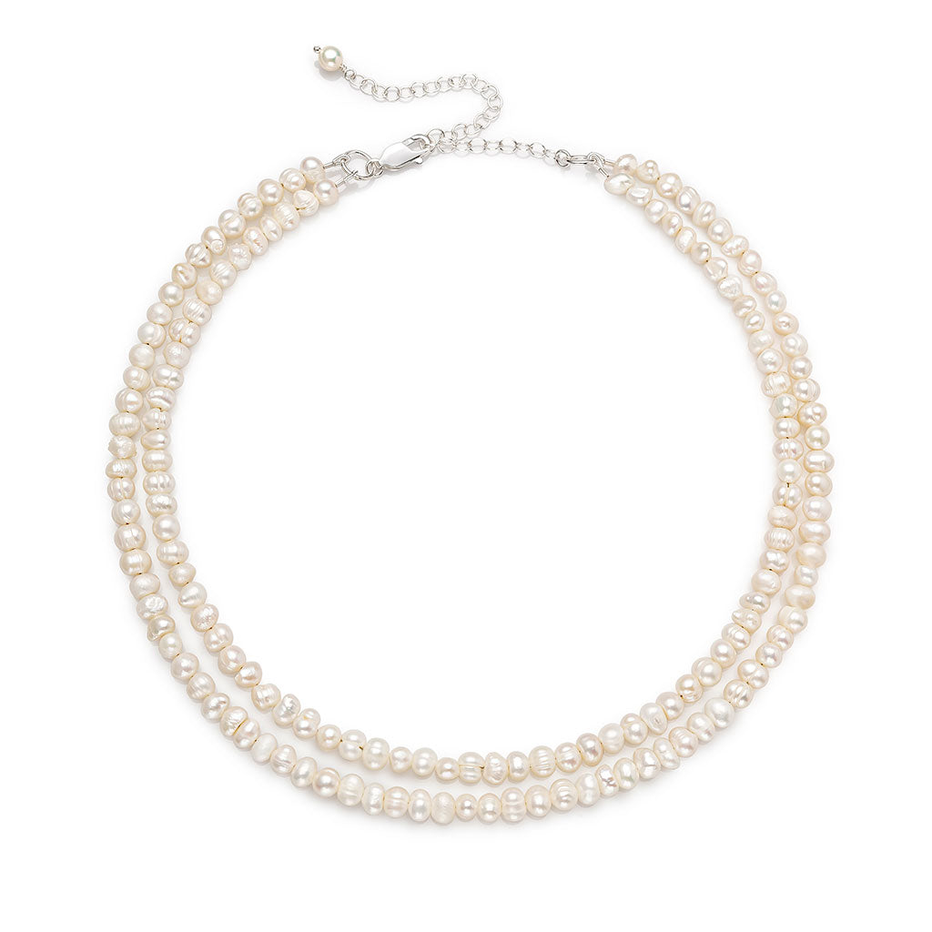 Collar doble hilo perla chica