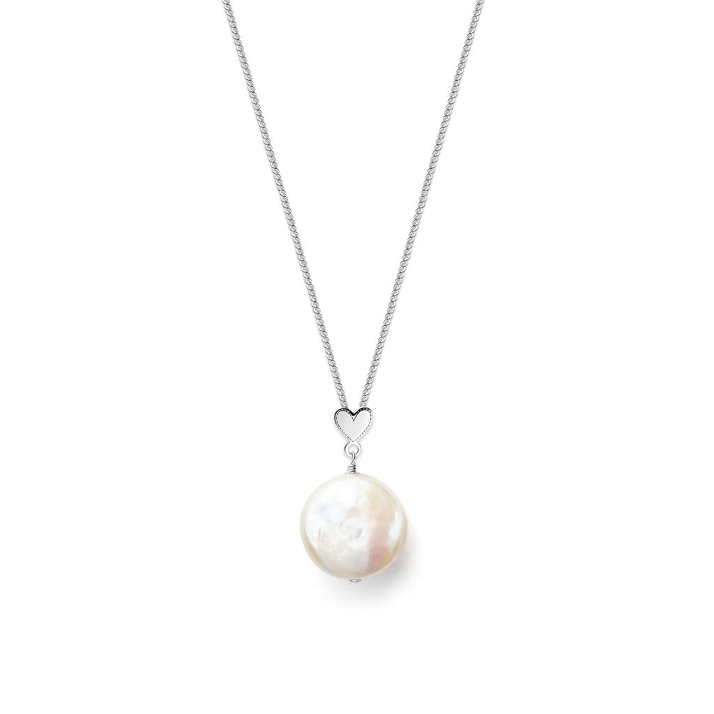 COLLAR CON DIJE CORAZÓN CON PERLA MONEDA