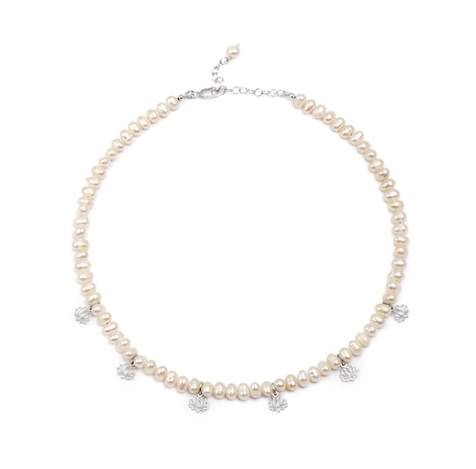 COLLAR DEL ALMA PERLAS CON FLORES DE LOTO