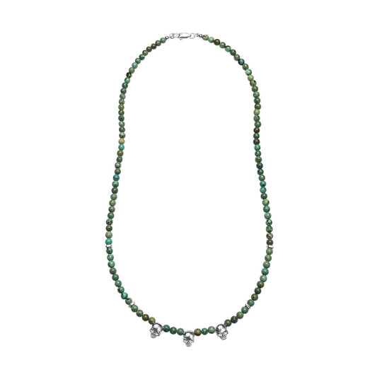 collar piedras semipreciosas con calaveras de plata