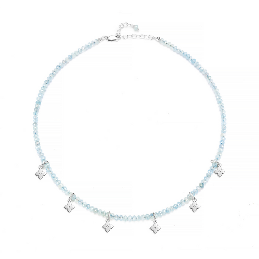 COLLAR DEL ALMA AQUAMARINA CON FLORES MARROQUÍES