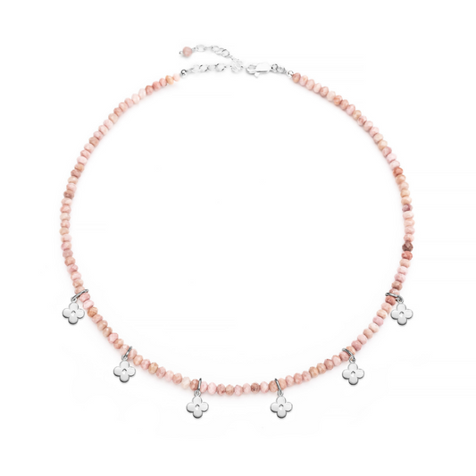 COLLAR DEL ALMA RODONITA CON TRÉBOLES